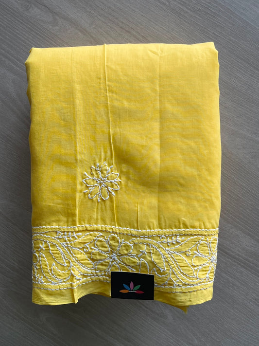 Simple Chikankari Voile Cotton Saree - 35399