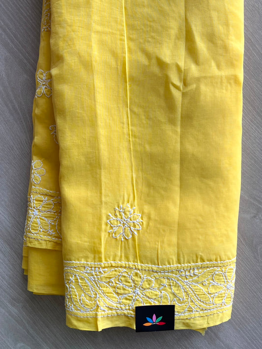Simple Chikankari Voile Cotton Saree - 35399