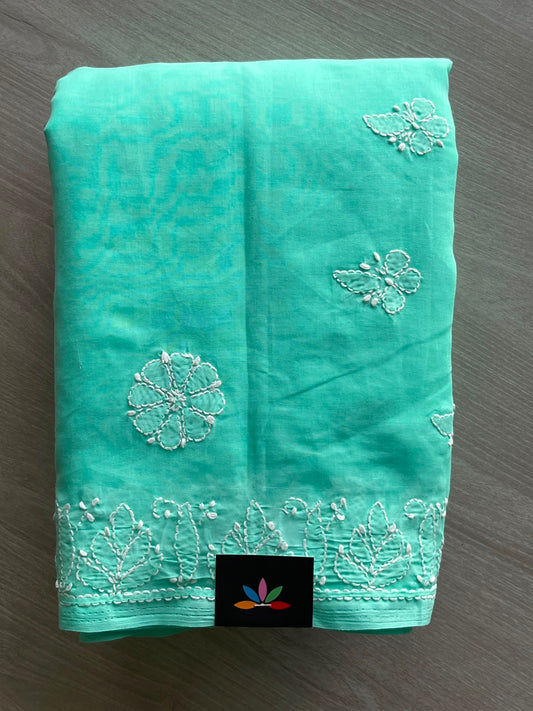 Simple Chikankari Voile Cotton Saree - 35400