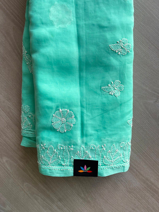 Simple Chikankari Voile Cotton Saree - 35400