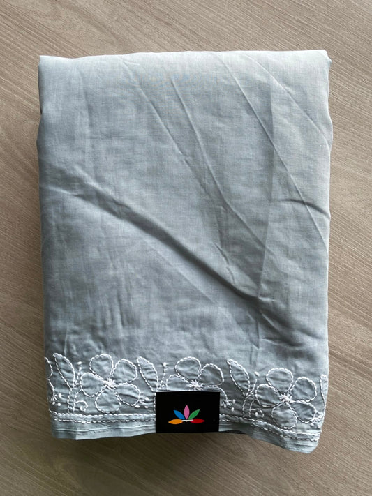 Simple Chikankari Voile Cotton Saree - 35401