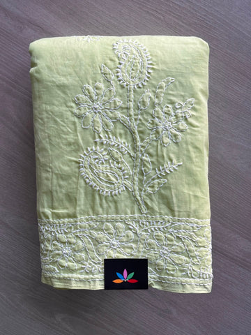 Simple Chikankari Voile Cotton Saree - 35402