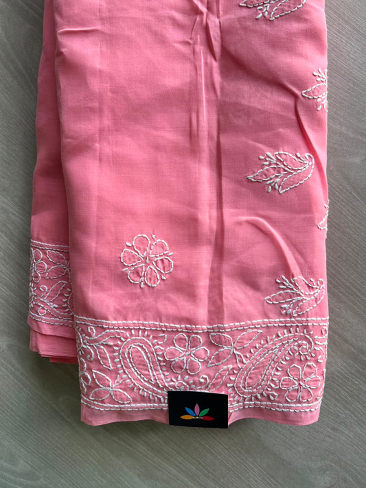 Simple Chikankari Voile Cotton Saree - 35403