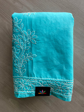 Simple Chikankari Voile Cotton Saree - 35404