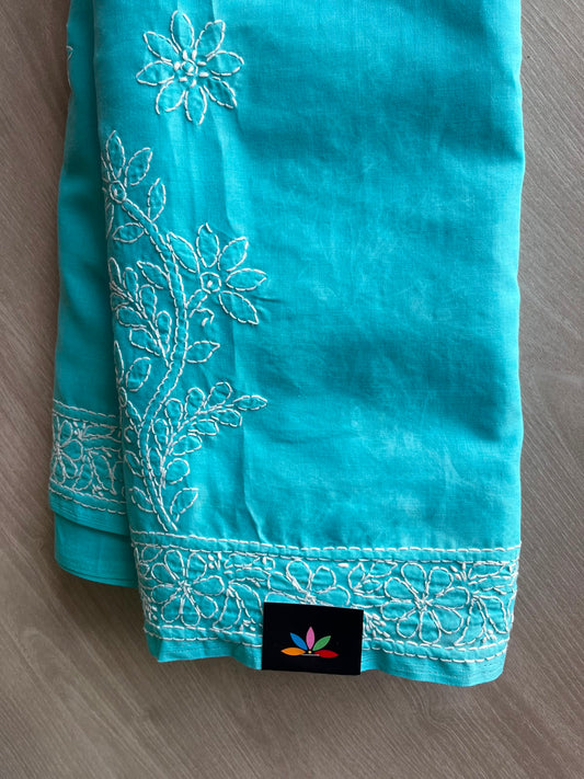 Simple Chikankari Voile Cotton Saree - 35404