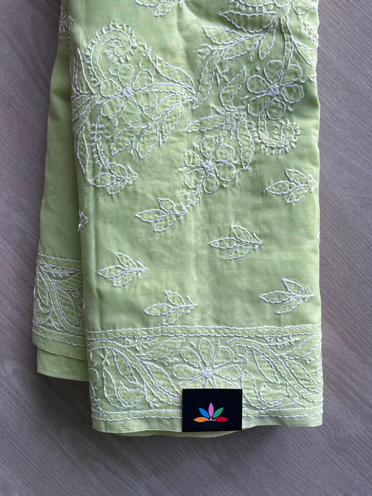 Simple Chikankari Voile Cotton Saree - 35405