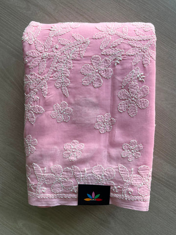 Simple Chikankari Voile Cotton Saree - 35406