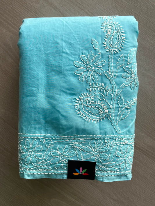 Simple Chikankari Voile Cotton Saree - 35407