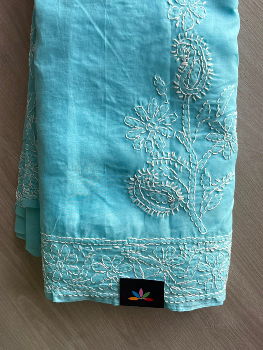 Simple Chikankari Voile Cotton Saree - 35407