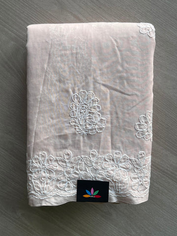 Simple Chikankari Voile Cotton Saree - 35408
