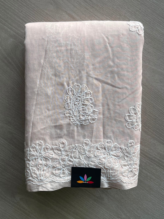 Simple Chikankari Voile Cotton Saree - 35408