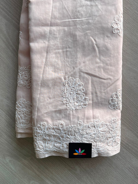 Simple Chikankari Voile Cotton Saree - 35408