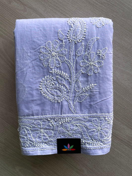 Simple Chikankari Voile Cotton Saree - 35409