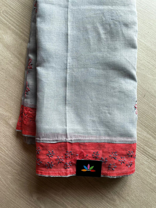 Simple Chikankari Cotton Saree -11427