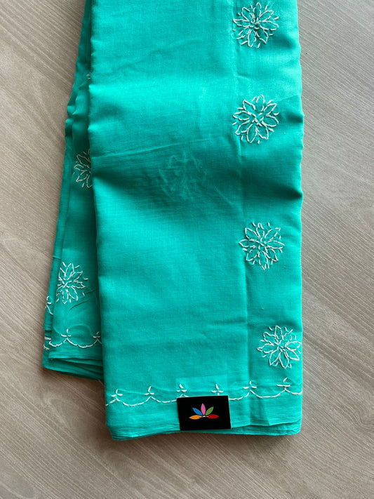 Simple Chikankari Cotton Saree-11480