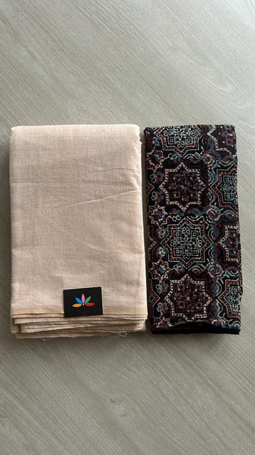 Plain Cotton Saree with Contrast Blouse-19931-19935