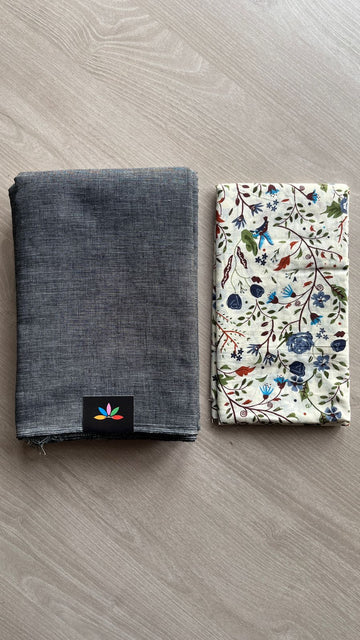 Plain Cotton Saree with Contrast Blouse-25041