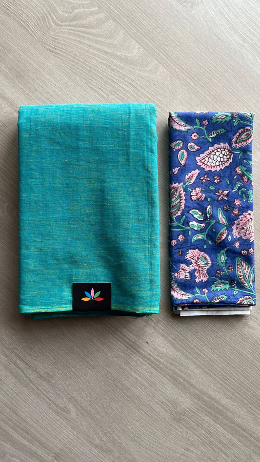 Plain Cotton Saree with Contrast Blouse-25052-25053