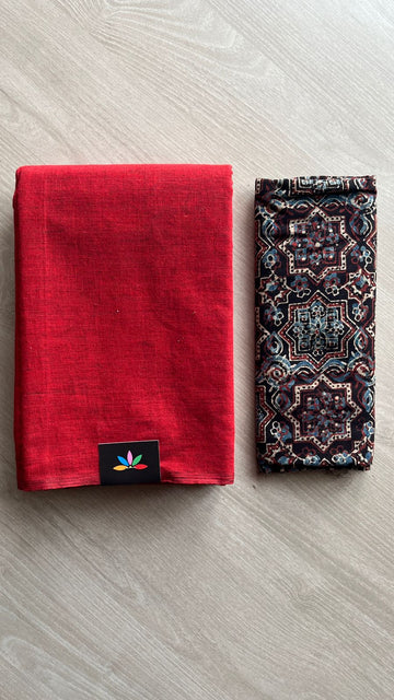 Plain Cotton Saree with Contrast Blouse-25054-25055