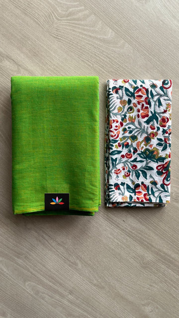 Plain Cotton Saree with Contrast Blouse-25056-25057