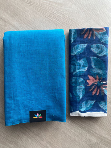 Plain Cotton Saree with Contrast Blouse-31423
