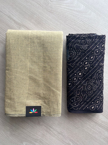 Plain Cotton Saree with Contrast Blouse-31428