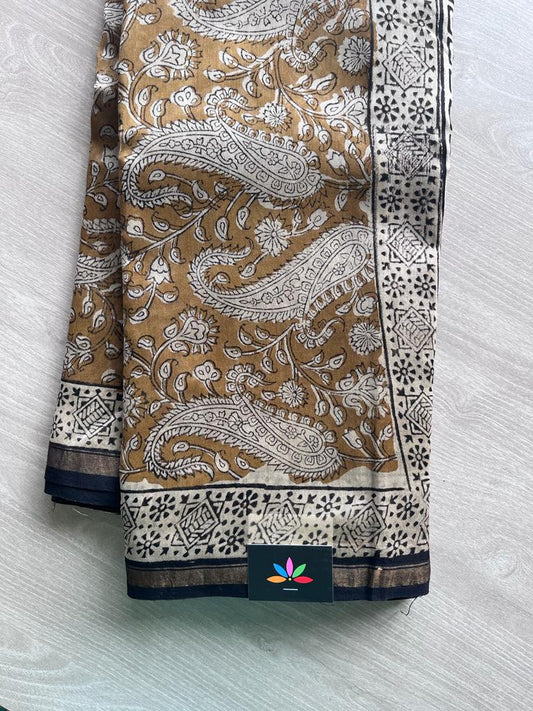 Handblock Printed Chanderi Silk Cotton Saree -10125-10126