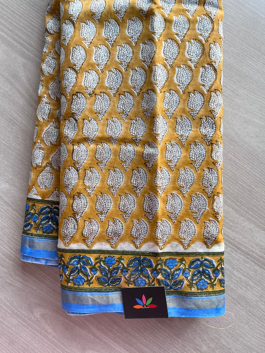 Handblock Printed Chanderi Silk Cotton Saree -10137