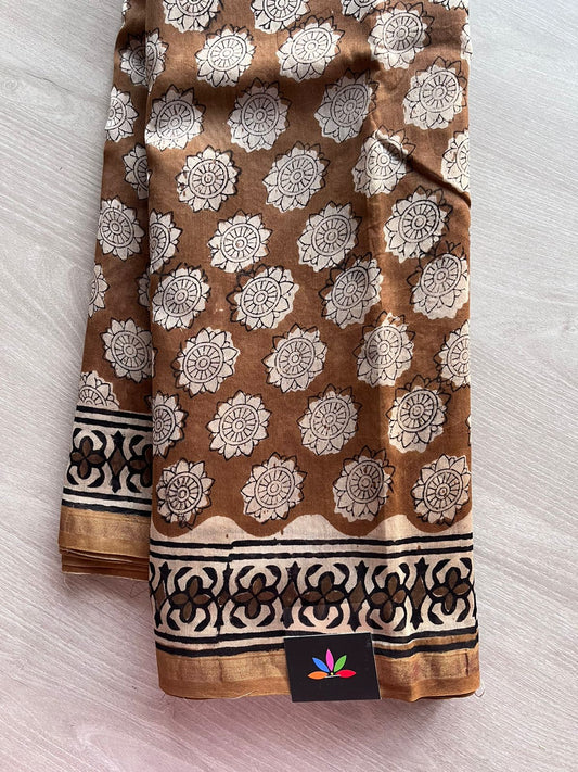 Handblock Printed Chanderi Silk Cotton Saree -10139