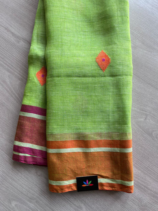 Handloom Pure Linen Jamdani Saree -10144