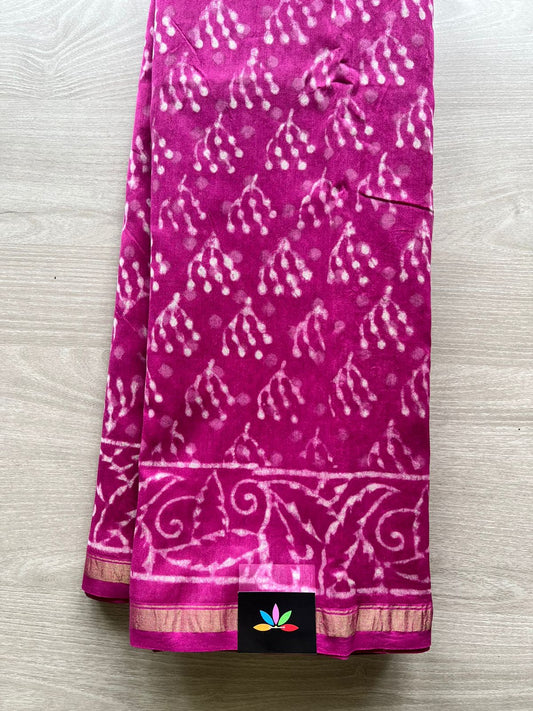 Handblock Printed Chanderi Silk Cotton Saree -12312