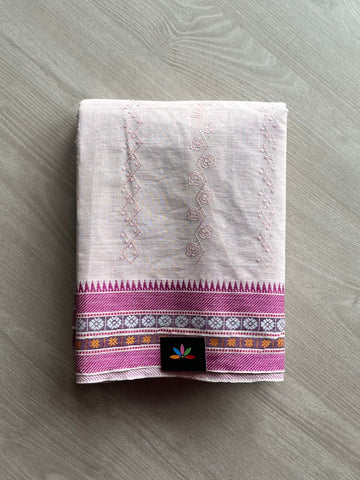 Machine Embroidered Cotton Saree -12485