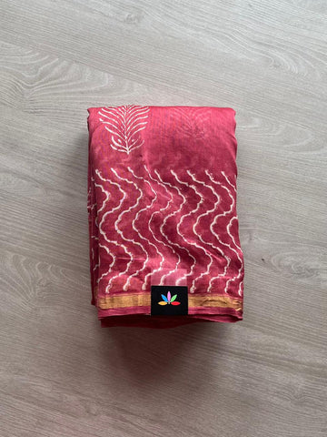 Handblock Printed Chanderi Silk Cotton Saree -12948-12949