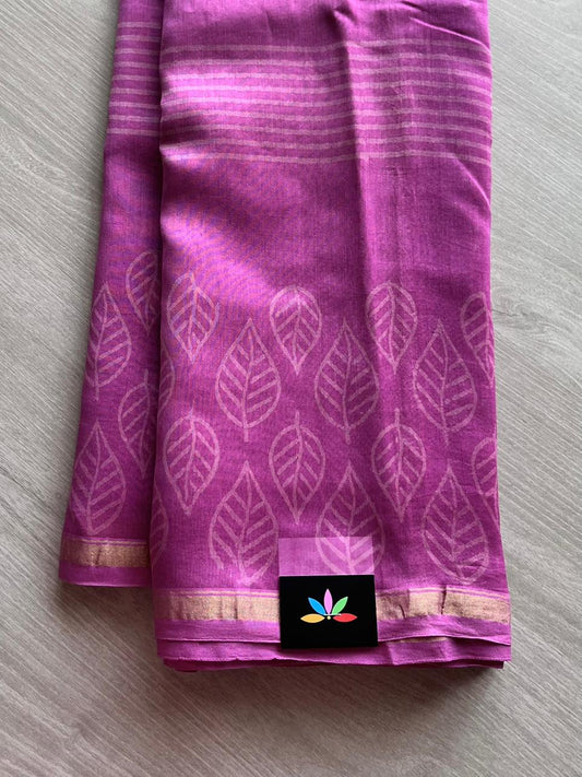 Handblock Printed Chanderi Silk Cotton Saree -12953