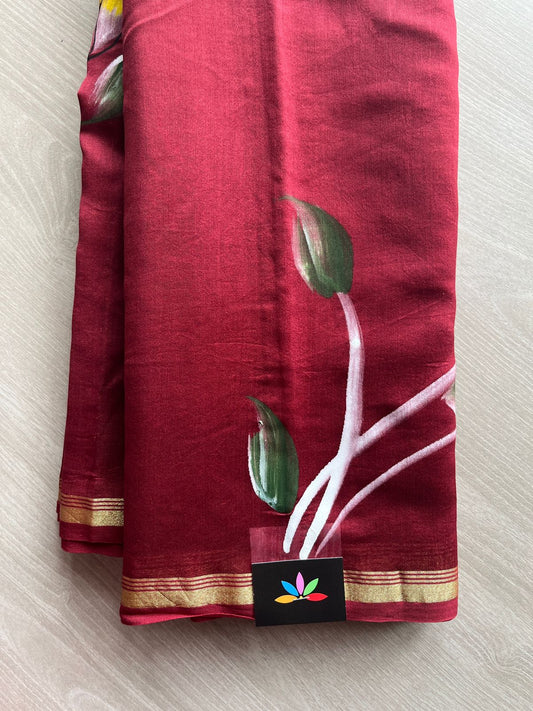 Handbrush Printed Chanderi Silk Cotton Saree -13409-13410