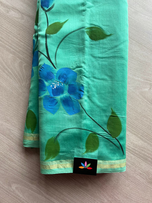 Handbrush Printed Chanderi Silk Cotton Saree -13417-13418