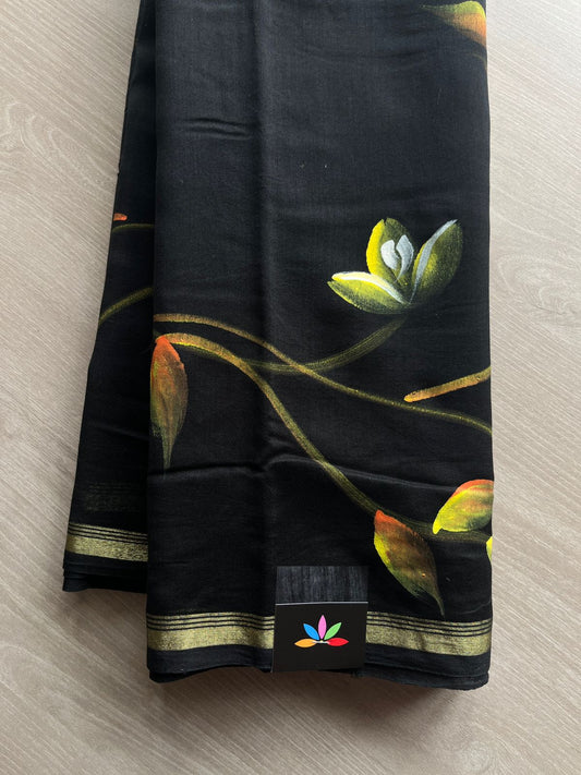 Handbrush Printed Chanderi Silk Cotton Saree -13419-13420