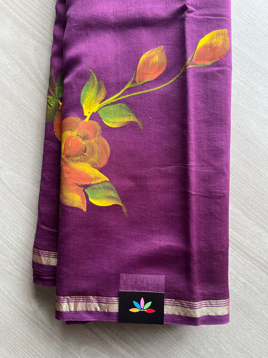 Handbrush Printed Chanderi Silk Cotton Saree -13423-13424