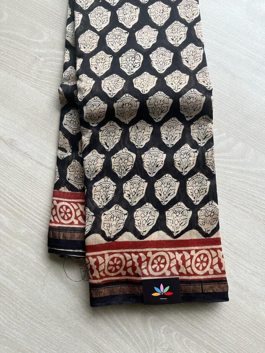 Handblock Printed Chanderi Silk Cotton Saree-7066-7067