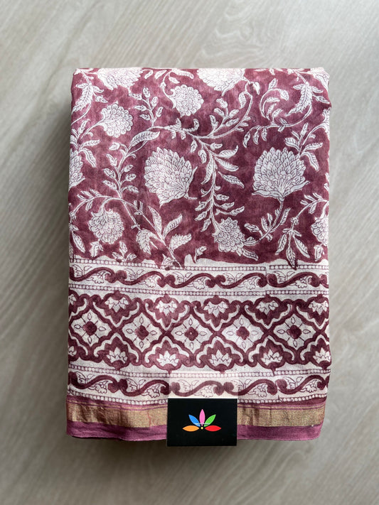 Handblock Printed Chanderi Silk Cotton Saree -7951