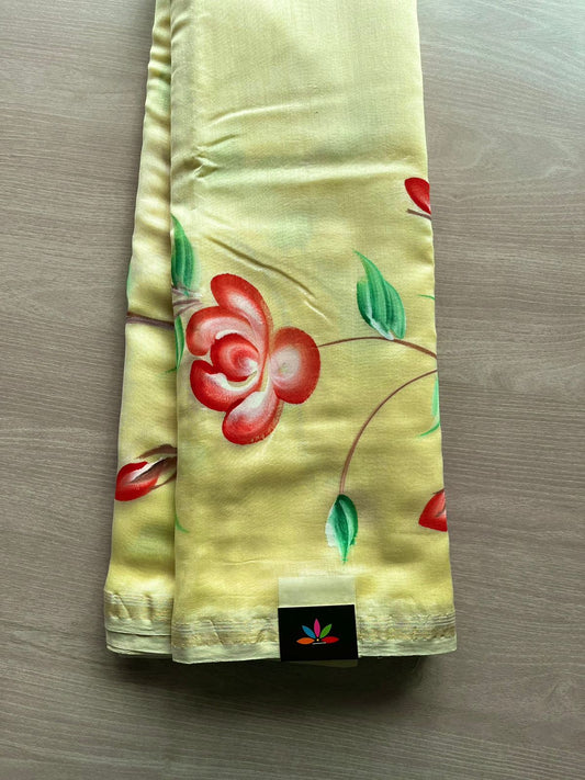 Handbrush Printed Chanderi Silk Cotton Saree -9252