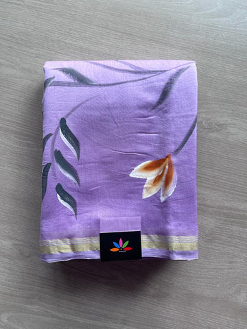 Handbrush Printed Chanderi Silk Cotton Saree -9253