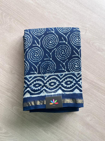 Handblock Printed Chanderi Silk Cotton Saree -9426-9428