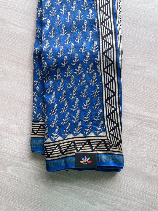 Handblock Printed Chanderi Silk Cotton Saree -9431-9432