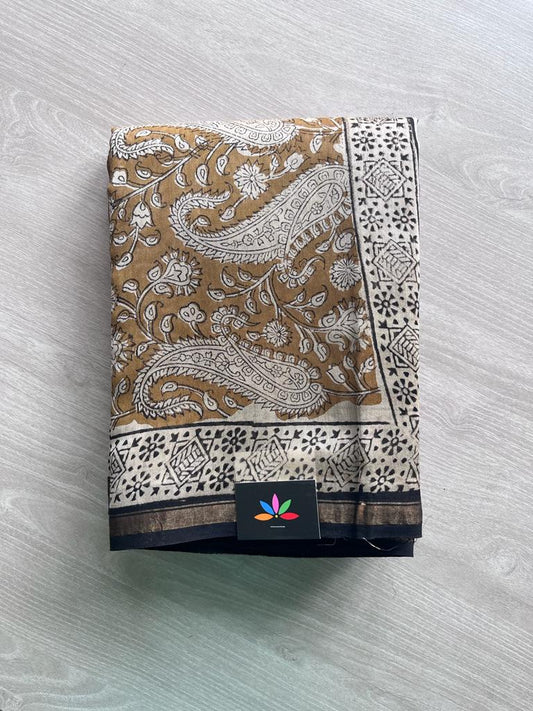 Handblock Printed Chanderi Silk Cotton Saree -9435-9436