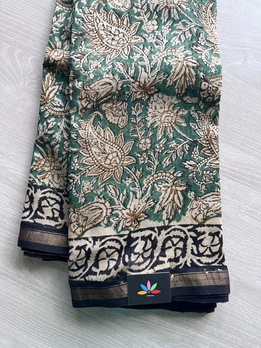 Handblock Printed Chanderi Silk Cotton Saree -9451-9452