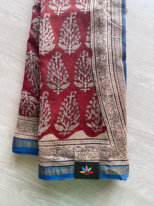 Handblock Printed Chanderi Silk Cotton Saree -9459-9460