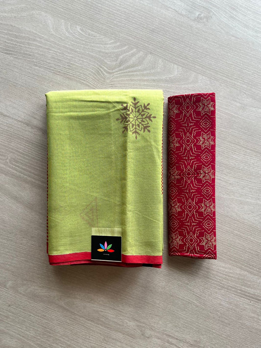 Handblock printed chanderi saree -985