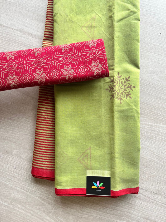 Handblock printed chanderi saree -985