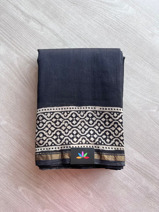 Handblock Printed Chanderi Silk Cotton Saree -9889-9890